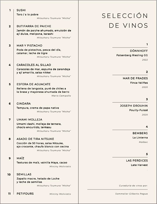 Menú Maido